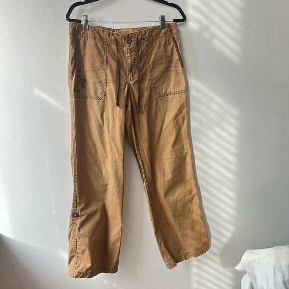 Eddie Bauer Trouser High Rise Button Ankle Adjustable Tab Leg Women's Brown Carg - Picture 1 of 16